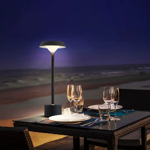 Cordless LED Table Lamp With Rechargeable Battery Dimmable Color Mixing And Touch Control Desk Light on beach dinner table