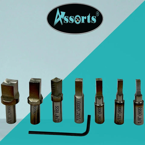 Set of 7 HSS square punches 1/8in to 3/8in from Rotary Broach Live Revolving Center Kit For Lathe MT3 Fit High Precision Internal Square Hole Broaching Tool And 7 Pc HSS Square Punch Set 1/8in To 3/8in Heavy Duty Tailstock Attachment