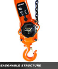 Close-up of Manual Lever Block Chain Hoist 3 Ton 6000 Lbs Come Along 10 Ft 3 M With Hook for heavy duty lifting
