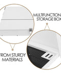 Robust White PVC And Acrylic Model Tool Storage Rack Featuring Multi Compartment Design For Diy Hobbyists showing sturdy top with lock.