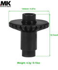 Close-up of CNC machined steel bevel gear from Two Piece Metal Bevel Gear Set 12T 24T for 1/18 RC Crawler Cars, black oxidized coat
