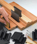 Clutch Ergonomic Contour Sanding Grip Set With Slick Non Slip Rubber Palm Pad used on wood for detailed sanding profiles.
