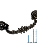Six Pack Antique Black Bronze Drop Down Bail Drawer Pulls Rustic Vintage Cabinet Hardware with screws