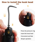 Electric Rebar Tying Machine Mini Rebar Tier Gun demo installing hook head, showing step-by-step guide and pressure ring.