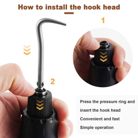 Electric Rebar Tying Machine Mini Rebar Tier Gun demo installing hook head, showing step-by-step guide and pressure ring.