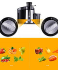 Heavy Duty Stainless Steel Juicer With Extra Wide Mouth For Smooth Extraction And No Pomace Or Pulp Leftovers Dual Speed Motor Settings for vegetables and fruits.