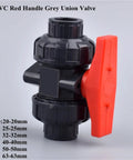 Grey Hose Connector Set 15 Piece Double Union Ball Valve Garden Watering Fittings For Quick Disconnects And Flexible Outdoor Irrigation And Lawn Watering System, UPVC 20-20mm