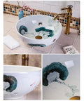 USZWBY Vessel Sinks Art Countertop Basin Round Retro Washbasin Bathroom Ceramic Washbasin with decorative floral design.
