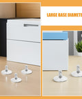 Heavy Duty Adjustable Furniture Leveling Feet on wooden surface, showcasing large silver swivel bases for stability.