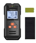 Rock Solid Black Metal Detector And Stud Finder With Hd Backlit Lcd Screen for precise readings, shown with case and battery.