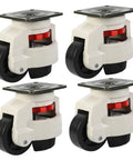 Beefy Heavy Duty Leveling Swivel Casters 4 Pack With 500kg Load Capacity Industrial Plate Caster Wheels, white housing