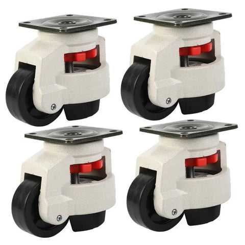 Beefy Heavy Duty Leveling Swivel Casters 4 Pack With 500kg Load Capacity Industrial Plate Caster Wheels, white housing