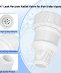 3/4-inch PVC vacuum relief valve for pool solar heating systems, white; compatible with Heliocol and Sunstar panels