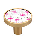 Cool Chic Ballerina Girls Cabinet Knobs 4 Pack, Round Drawer Pulls 1-1/4 Inch, gold knob with ballet design.
