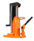 Heavy Duty Portable Hydraulic Toe Jack With 5 Ton And 10 Ton Capacity Dual Lifting Design For Auto Repair Construction Sites And Heavy Machinery, orange hydraulic jack close-up.