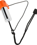 Underwater Rattle Stick Signal Bell For Scuba And Snorkeling, Loud Diver Communication Tool with orange cover and strap.
