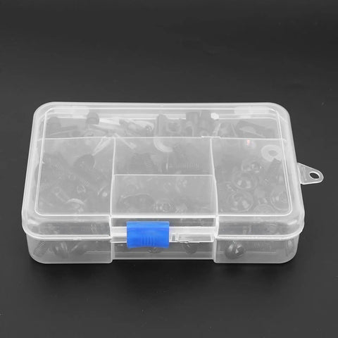 Plastic case with Aluminum Motorcycle Screw Kit 177 Piece Set M5 M6 Fairing Fasteners for Sportbikes Universal Replacement