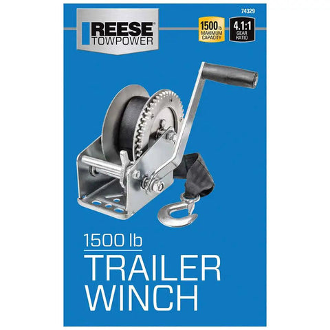 Boat Trailer Hand Crank Winch 1500 Lb Capacity With 6 Inch Comfort Grip Handle Single Speed 20 Ft Strap Heavy Duty Steel Frame