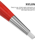 Drilling Cleaning Pen With Fiberglass Brush And Precision Abrasive Stick, red pen with nylon brush tip close-up