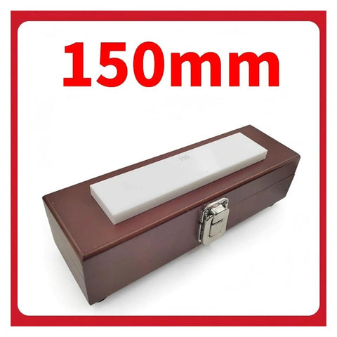 Pro Shop Tested 150mm Ceramic Calibration Block for Dial Calipers and Micrometers in a brown storage case.