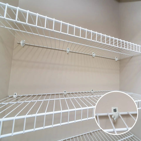 50 Pack Wire Shelf Clips And Wall Brackets For Metal Shelving, Heavy Duty Plastic Shelf Clips For Closet And Garage Organization, Must Have Storage Box, Approximately 2.8 X 1 Inches, White, Screws And Expansion Tube Not Included