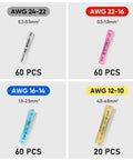 Heat Shrink Butt Connectors Kit 200 Pieces For AWG 24 Wire 4 Sizes Insulated Waterproof Electrical Marine And Automotive Crimp Terminals With Pro Grade Heavy Duty Copper Barrels For Secure Low Resistance Connections, four sizes shown