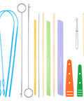 15Pcs Quick Turn Fabric Set For No Fuss Tube Turning Easy Peasy DIY Sewing Quilting And Patchwork Multifunctional Tube Turner Tool Kit For Threading Garment Making Home Decor Projects shown with various colored tools and accessories