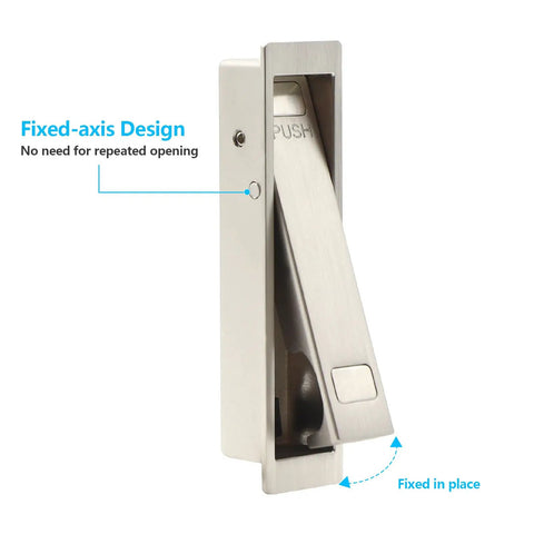 2 Pack Pocket Door Pull Handle Set With Flush Mount Finger Edge Push To Open Recessed Pulls For Pocket Sliding Doors And Cabinets Brushed Nickel Finish Easy Install Sleek Modern Hardware, fixed-axis design