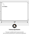 Technical specifications of Heavy Duty Reflective Aluminum Employees Only Sign 10x7 inch dimensions and rounded corners.