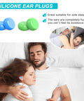 Couple sleeping with blue moldable silicone ear plugs for noise reduction. Custom Moldable Silicone Ear Plugs For Sleep And Travel.