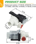 Washer Drain Pump Replacement For Kenmore Frigidaire Washers With Quiet Operation And 365 Day Warranty Easy Install Fits 137108100 134740800 AP5684706 134740500 PS7783938 Replacement Part, 6.5in