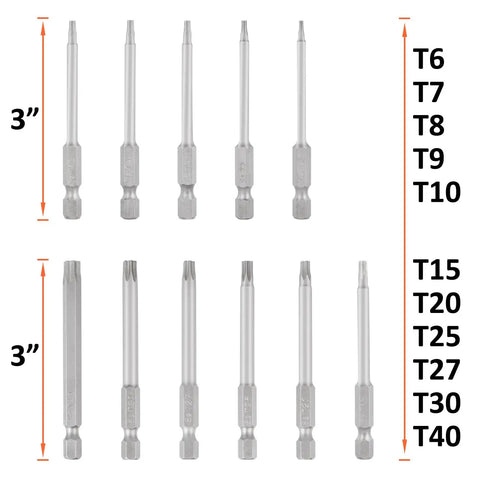 Top Shelf 11 Piece Tamper Proof Torx Bit Set Built Tough With Heavy Duty S2 Steel Smooth Grip 1/4 Inch Hex Shank screwdriver bits