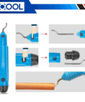 Heavy Duty Pro Grade Hydraulic Tube Expander Swaging Kit With Cutter And Deburring Tool showing tool assembly and copper pipe use.