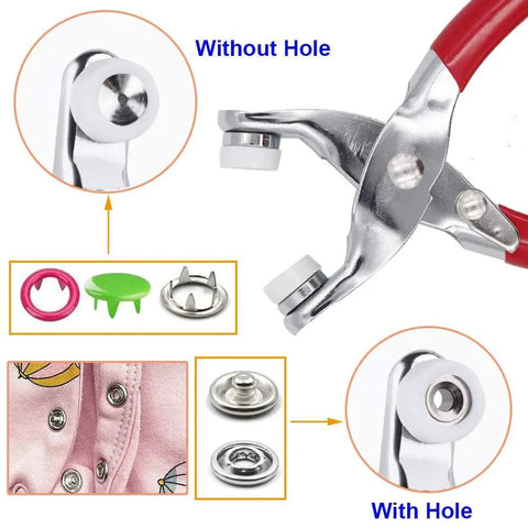 Snap Fasteners Tool Kit 800 Pieces In 200 Sets Hollow And Solid Metal Prong Snaps With Setting Tool for Clothing and Bags
