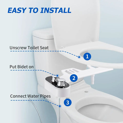 Installation steps for Hot And Cold Bidet Attachment For Toilet Ultra Slim Design With Warm Water.