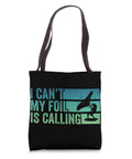I Cant My Foil Is Calling Wing Foil Wingsurfing Tote Bag Designed For Wingboard Lovers And Foil Coaches On The Go, black tote with text