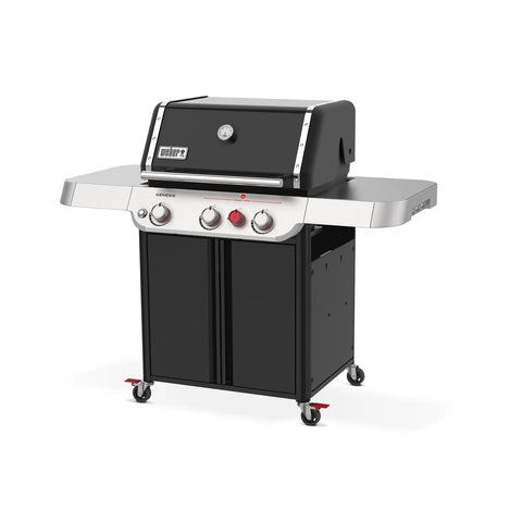 Genesis E 325 Liquid Propane Gas Grill For Outdoor Cooking With Three Burners Black Porcelain Enameled Cast Iron Grates