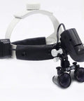 All Purpose 5W Rechargeable Headband LED Headlight With 3.5X Binocular Loupe, Leather Strap, DY-106, side view