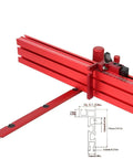 No Sweat Precision Miter Gauge And 400mm Aluminum Fence For Table Saw And Router Tables With Track Stops and Adjustable Angle Ruler angled view with measurement.