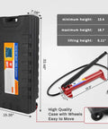 Front view of Anbull 10-ton porta power hydraulic jack kit in a black wheeled case with red pump and hose
