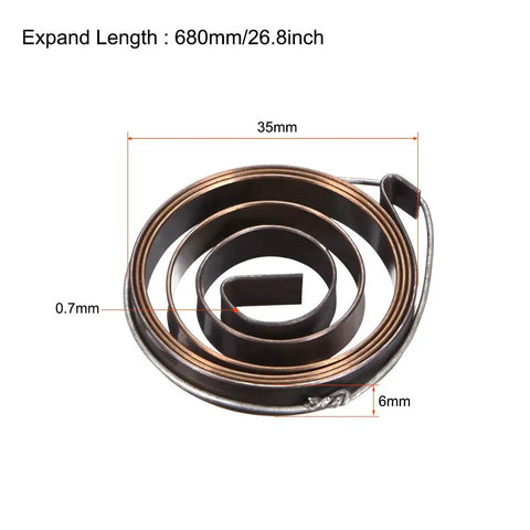 Heavy Duty Drill Press Return Spring Quill Feed Coil Assembly 26 Inch Long Machine, 680mm steel coil, dual hook design, black.