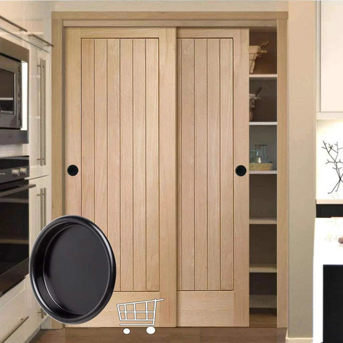 Installed Six Pack Black Snap-In Closet Door Finger Pulls 2-1/8 Inch No Nails Needed Easy Install For Pocket Doors