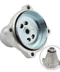 26mm 4 Spline Clutch Drum Carrier Mount Replacement For String Trimmer Brush Cutter And Lawn Mower That Powers Your Yard Work And Home Lawn Care With Durable Housing And Wide Compatibility. silver metal clutch drum carrier mount, front view