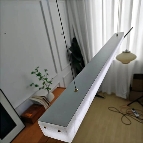 Natural Marble LED Pendant Light Modern Linear Hanging Lamp for Hotel Lobby Restaurant Dining Table Living Room Bedroom Lighting,Space overhead view