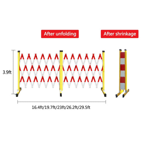 Hella Bright Expandable Security Barricade With Heavy Duty Casters, Folding Mobile Safety Gate For Roadways And Construction Sites, Quick Rollout Driveway Traffic Fence That Locks Down Tight And Stays Put
