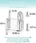 Clear Acrylic Sliding Shower Door Bottom Guide Roller Track For 3/8 Inch Glass With Screws dimensions and size details.
