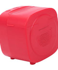 AI Sticker Printer With Voice Activated Label Maker And Thermal Printing Tech For Scrapbooking Perfect For Kids Adults With 2.4 Inch Display Rechargeable Battery For Family Game Nights, side view of red device.