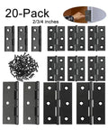 Rotating Concealed Door Hinges Set 20 Pieces Black Stainless Steel Folding Butt Cabinet Hardware With Screws shown in 2/3/4 inches