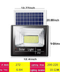 Spot Lighting Led Solar Flood Lights Outdoor, 272 LEDs 120W 8000 Lumen, solar flood light with dimensions 13.77x20.86 inches.