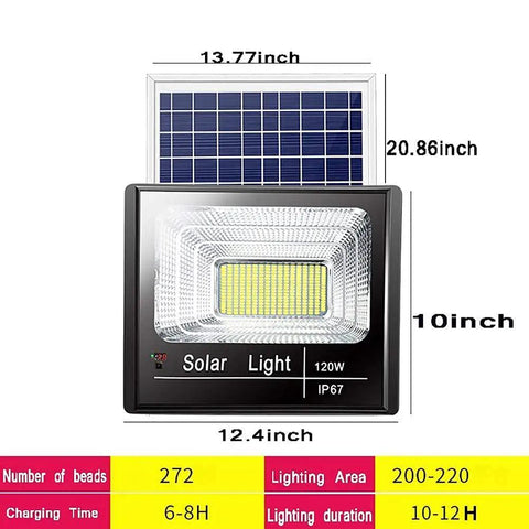 Spot Lighting Led Solar Flood Lights Outdoor, 272 LEDs 120W 8000 Lumen, solar flood light with dimensions 13.77x20.86 inches.